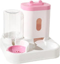 Convenient Pet Food Water Dispenser Large Capacity Feeder Automatic Gravity Cat Dog Visible Pink