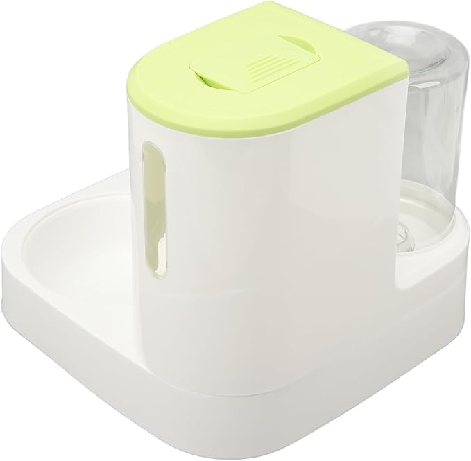 Fydun Pet Cat Waterer Food Feeder with 2.2L Food Container Dog 1L Automatic Water Dispenser Food Feeder Green for Families (Green)