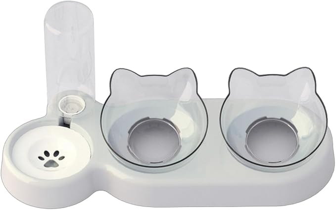 Innovative Pet Automatic Water Dispenser with Double Bowls for Feeding and Drinking Clear Bowl for Cats and Dogs