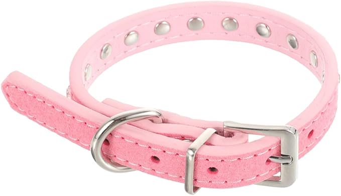 Adjustable Pu Leather Pet Collar with Rhinestones, Small Size 37x1.5 Cm, Comfortable Dog and Kitten Neck Collar for Puppies and Small Pets