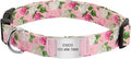 Flower Printed Dog Collar Custom Nylon Puppy Pet Collar Personalized Pitbull Collars Pets Acessorios for Small Medium Large Dog Pink L
