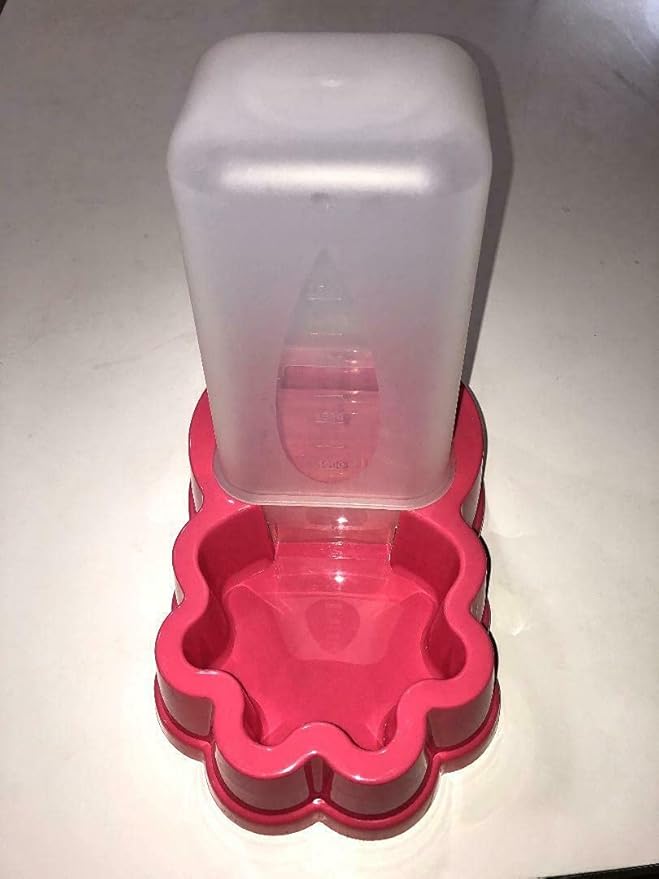 Gravity Feeder Automatic Pet Dog Cat Water Bottle Food Dispenser Bowl 3 L Large (Pink)