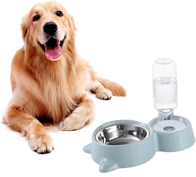 Pet Dual Water Food Feeder Bowl for Cats and Dogs Unique Design Non-tip Smooth Convenient Feeding Automatic Dispenser for Indoor Use