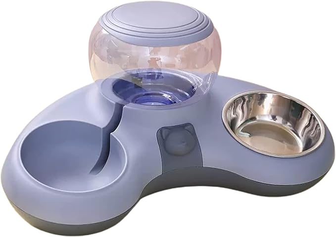 Indoor Dogs Double Feeding Bowls and Automatic Water Dispenser Pet Eating Drinking Pet Dogs Bowls Multi-Color Can Choose
