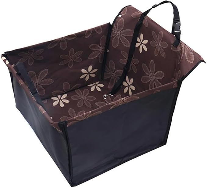 Pet Car Seat for BMW i7 M70 2025 Washable Dog Cat Portable Breathable Bag with Seat Belt Foldable Pet Seat Cover Suitable for Pets Up to 20kg,Coffee Flower