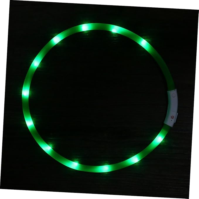 Led Night Pet Dog Collar Green USB Rechargeable Flashing Light for Safety Warning