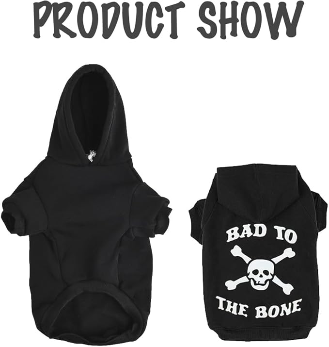 EXPAWLORER Dog Hoodie Sweater - Bad to The Bone Dog Sweatshirt Skeleton Costume, Warm Fleece Lined Pet Clothes with Leash Hole, Fall Winter Cozy Soft Pet Outfit Coat for Large Dogs, XL