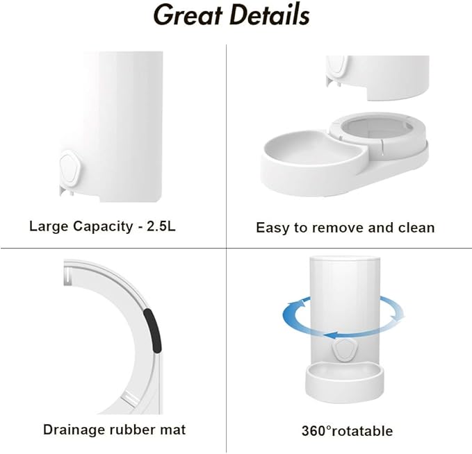 Lulu Home Pet Food Feeder, 2.5L Gravity Pet Feeder for Dogs Cats