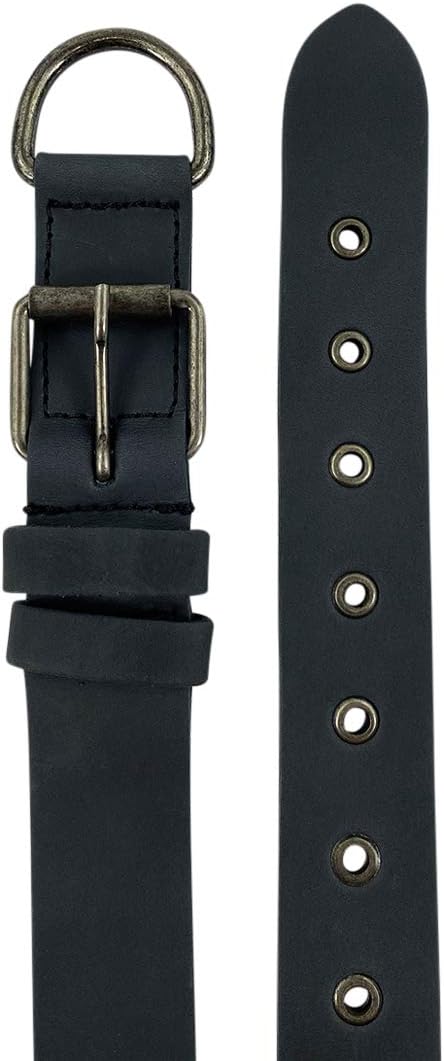 Taco Dog, Thick Leather Dog Collar Handmade from Full Grain Leather - Comfy Pet Collar for Medium Size Dog (12 to 21 Inches) Dog Lover Gift (Charcoal Black)