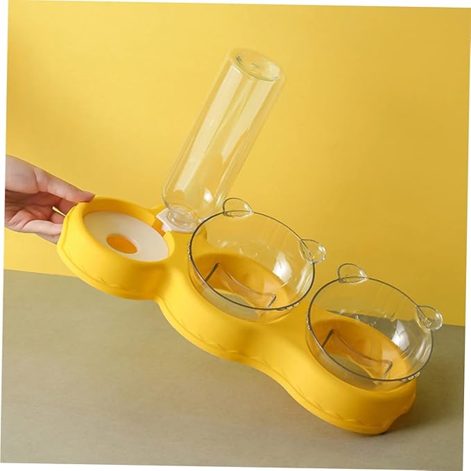 Happyyami Automatic Water Feeder for Cats Water Dispenser Double Food Bowl Cat Feeder and Drinking Bottle Pet Bowl for Dogs and