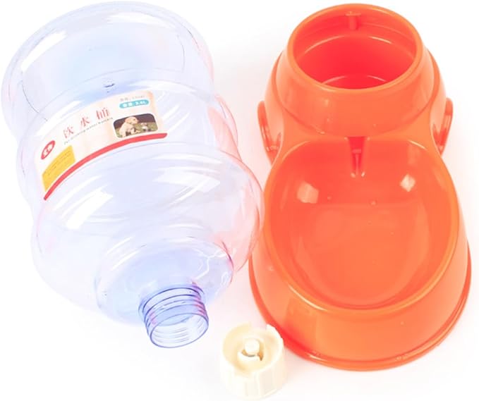 Automatic PET Feeder and Water Bowl 3.5L Orange PET Food Dispenser Automatic Feeding Device for Dogs and Cats Easy to Clean Drinking Fountain