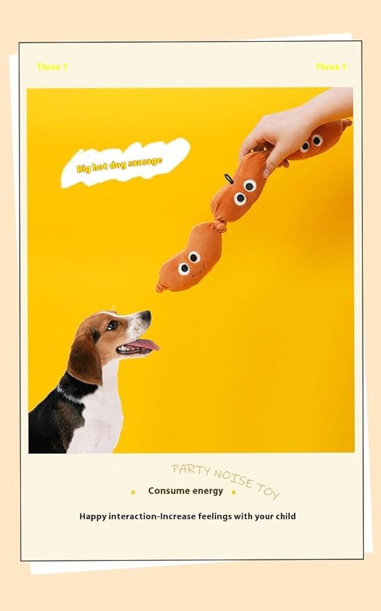 Plush Dog Chew Toy, Squeaky Crinkle Sound Food Shape Toys for Small Medium Dogs, Soft Bite-Resistant Puppy Teething Toy (Croissant Shape)