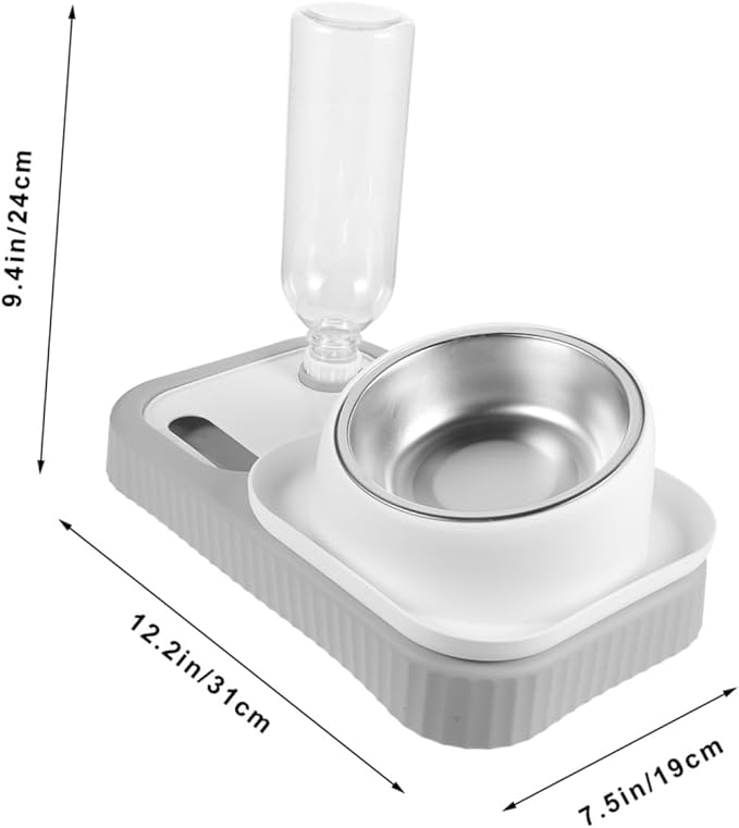 HANABASS Automatic Pet Feeder and Water Dispenser Set Removable Bowls for Food and Water Non-Spill Design for Cats and Dogs Easy to Clean and Refill Grey and White