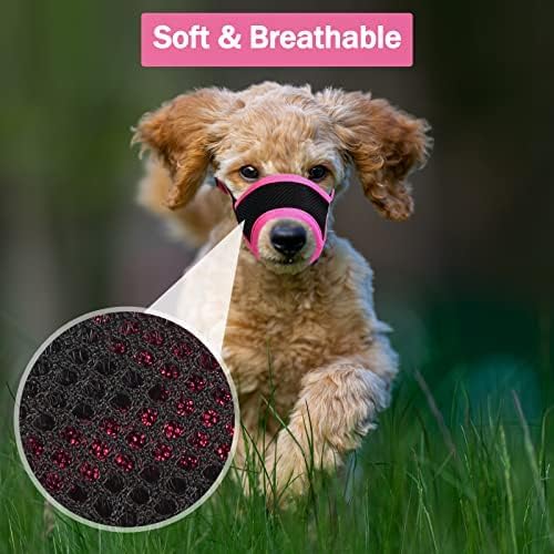 LUCKYPAW Dog Muzzle Anti Biting Barking and Chewing with Comfortable Mesh Soft Fabric and Adjustable Strap, Suitable for Small, Medium and Large Dogs(Hot Pink,XS)
