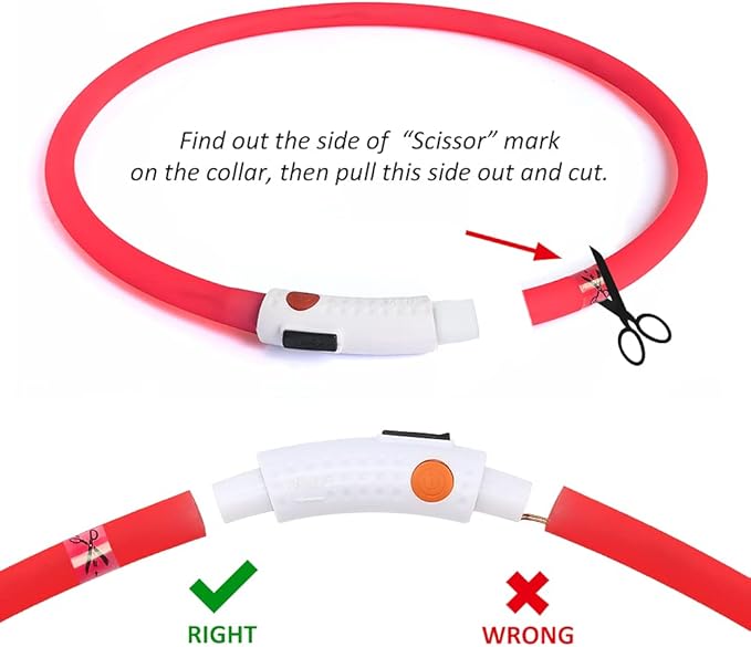 BSEEN Light Up Dog Collar, Silicone LED Dog Collar Rechargeable Cat Collar Cuttable Glowing Puppy Necklace Safety Dog Lights for Night Walking (Red)