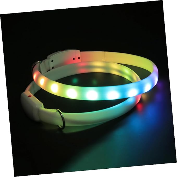 Veemoon LED Dog Collar USB Rechargeable Glowing Luminous Pet Collar White Night Safety for Dogs