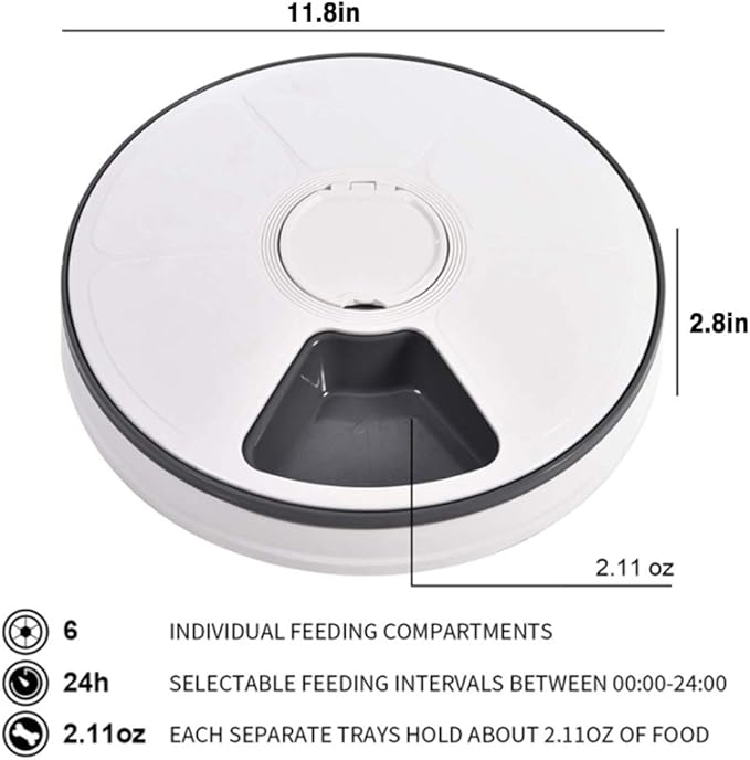 Pet Automatic Feeder Cats Dogs,Timed Feed 6 Meal Trays Dry Wet Food Dispenser with Voice Remind,LCD Smart Programmable Self Feeder,Dishwasher Safe,Green