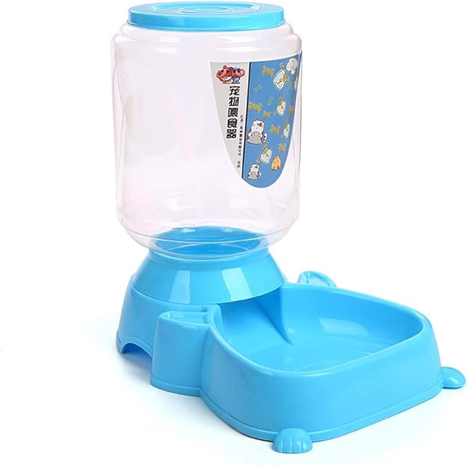 Pet Automatic Feeding Dog Cat Food Bowl Dog Bowl Plastic Powder Blue Pet Food 4.0L Large Capacity Portable