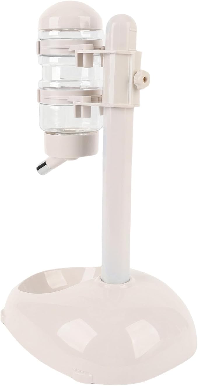 Height Adjustable Pet Water Dispenser, 500ml Automatic Standing Water Bowl for Puppies, Kittens Small Dogs Anti-Spill Feeder with Stable Base (Beige)