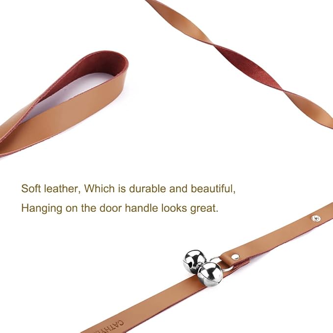 Leather Dog Doorbells for Door Knob, Dog Bells to Go Outside & Puppy Potty Training, Adjustable Brass Dog Bell, Makes Training Your Puppy a Breeze.