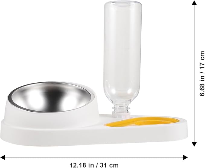 UPKOCH Automatic Pet Feeder and Water Bowl Anti-Spill Dog Cage Feeder with Non-Skid Base White for Cats and Dogs