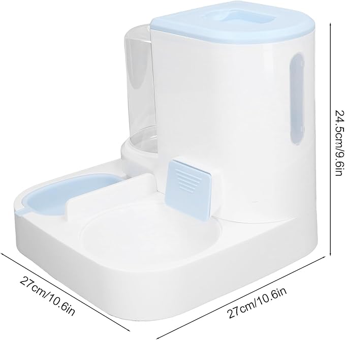 Large Capacity Pet Water Dispenser Food Feeder, Feeding Design, Automatic Waterer Feeder Set with Multifunction, 2 in 1 for Cats and Dogs (Blue)