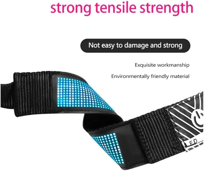 Led Dog Collar for App Programmable Text Flashing Light Up Cosplay Accessories- USB Rechargeable Hand and Leg Rings Cat Digital Pet Collar Weatherproof Fits for Small Medium Dog (Green LED)