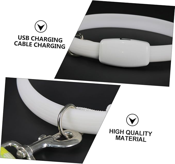 USB Charging LED Dog Collar White Flashing Pet Collar Night Luminous Glowing for Safe Night Walking