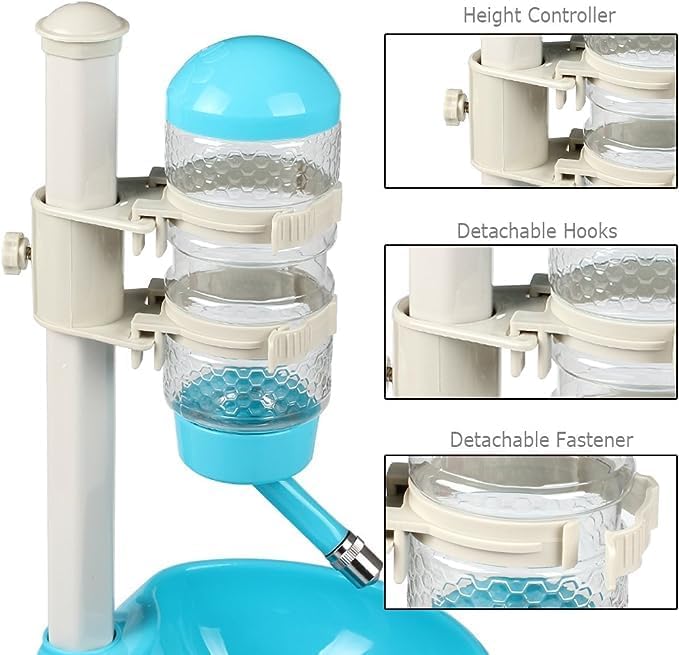 AYNEFY Adjustable Height Dog Feeder Water Dispenser Kit, Blue