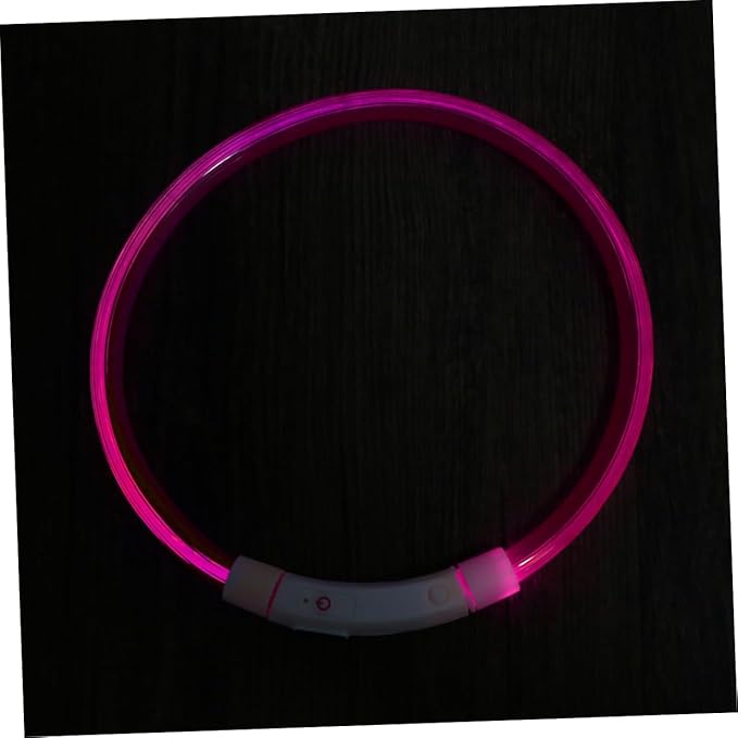 SUPVOX Reflective Led Dog Collar USB Rechargeable Light Settings Neon Pink for