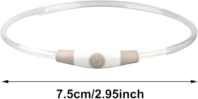LED Light Up Dog Collar Rechargeable, Waterproof Lighted Dog Collars for Night, 4 RGB Lighting Modes, Cutable Soft Collar for Small Medium Large Dogs (White_2pcs)