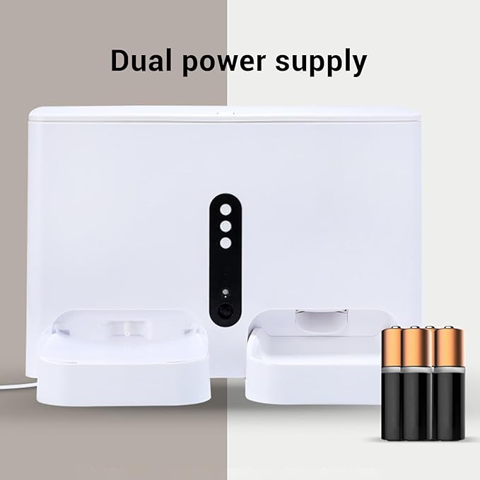 Automatic Cat Feeder, 2 in 1 Smart Food Feeder and Water Dispenser, Pet Feeder and Waterer for Timed Feeding, Real Time Monitoring for Dogs Cats Animals, Large Capacity