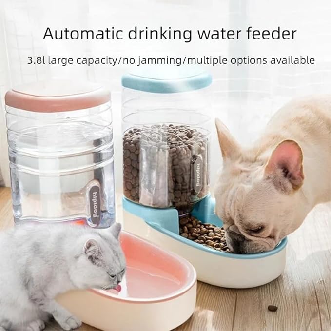 3rd Generation Automatic Pet Feeder and Water Dispenser, 3.8L Large Capacity, Orange and White, No-Jamming Design for Cats and Dogs (Upgrade Orange Feeder, 4L)