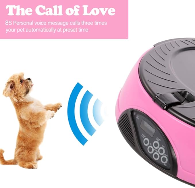 6 Meal Automatic Pet Feeder with Programmable Timer,Food Dispenser,Portion Control,with Voice Remind,LCD Smart Self Feeder for Cats Dogs and Rabbits,Blue