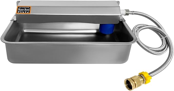 Automatic Dog Water Dispenser 2 Gallon/256 oz Stainless Steel Water Bowl with 3/4'' Brass Adapter Auto-Fill Wide Mouth Waterer Feeder Indoor and Outdoor Dog Waterer Feeder Fit 3/4'' GHT Faucet