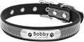 Reflective Dog Collar Personalized Pet Dog Collars Leather Padded Dogs Collar for Small Medium Dogs Chihuahua Yorkie Black M