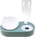 Dog Bowl with Stand Automatic Water Storage Dispenser Pet Cat Food 2-in-1 Splash-Proof Container Elevated Removable(Green)