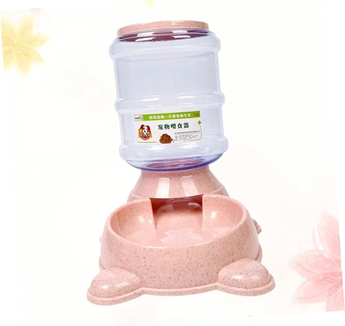 Mipcase 1 PC Pet Food Dispenser Automatic Feeder Holder with Adorable Easy to Non Skid Base Capacity for Dogs and Pets Refillable Food Container Pink