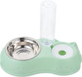 Luxshiny 1Set Pet Dual Feeder Automatic Dog Water Food Dispenser Non Slip Base Opaque Design for Freshness for Dogs and Cats
