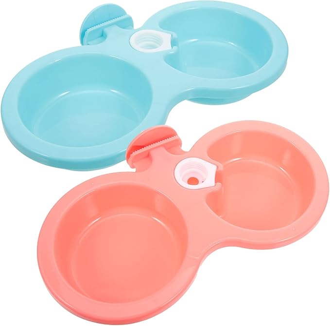 Dog Kennel Dog Kennel 2pcs Double Cage Dog Bowls Detachable Crate Food Bowl Automatic Water Dispenser Bottle Pet Hanging Feeder Dish for Rabbit Puppy Bird Cat Dog Bowl Dog Bowl
