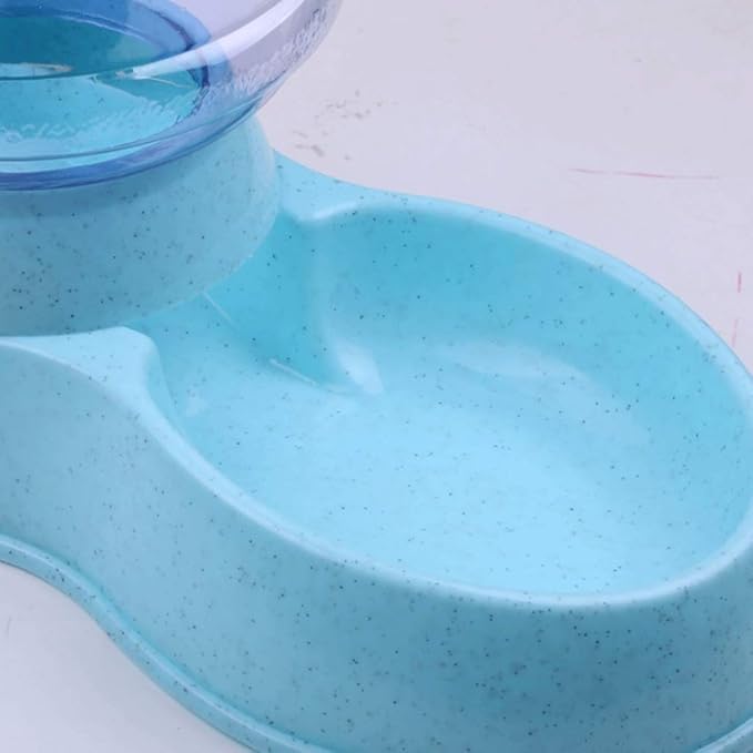 2 pet Food Bowls Water Bottles Plastic Stainless Steel Automatic Water Outlet Dog Food Bowls cat Food Bowls Double Bowls Automatic Drinking Water Anti-Tipping pet Supplies