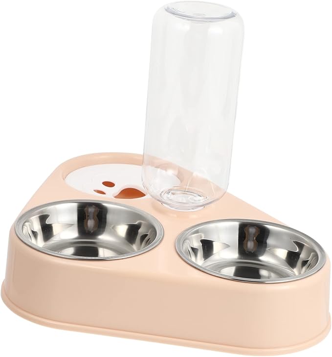 Automatic Pet Water Dispenser 500ml Bottle Stainless Steel Dog Bowl Removable Cat Feeder Easy
