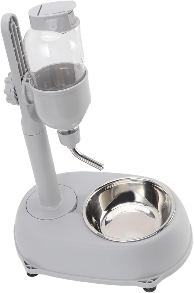 Pet Standing Water Dispenser, Height Adjustable 2 in 1 Food Feeder Bowl with Detachable Pole for Automatic Watering and Non Slip Base