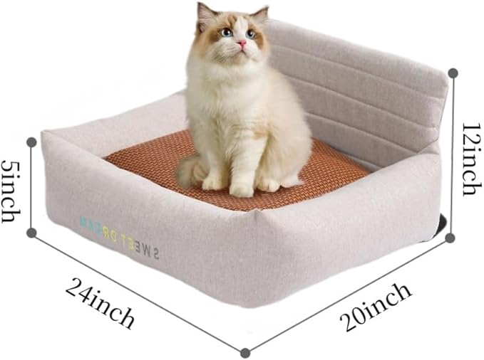 Pet Car Seat for Small and Medium,Booster Seat Sofa,Interior is Detachable for Cleaning,Portable Car Travel Carrier Bed Foldable,Storage Pockets, Safety Leash,Cushion Turned IOver In Autumn And Winter