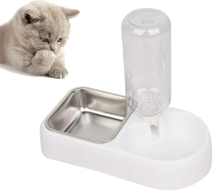 Double Pet Water Feeder Automatic Drinking Bowl for Cats and Dogs Creative Water Dispenser Smooth Design for Home and Pet Shops White
