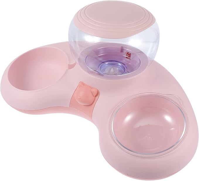 Yardwe 1pc Automatic Cat Drinking Bowl and Food Container Double Bowl Design for Cats and Dogs Tip Easy to Pet Feeder