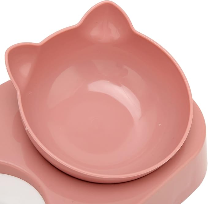 Fydun Pet Water Food Bowls Raised Detachable Automatic Water Feeder Food Dish Set for Small Medium Cat Dog Pink for Families (Pink)