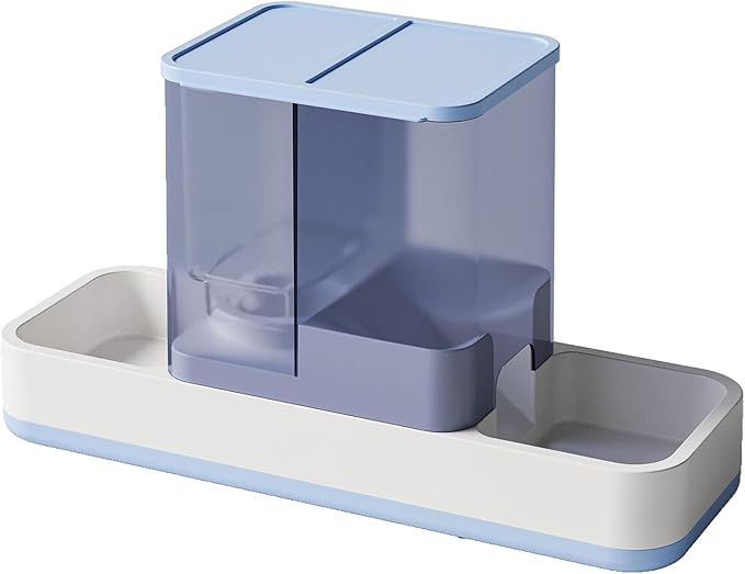 Automatic Refilling Pet Water Bowl and Food Dish Set with Stainless Steel Removable Tray Anti Tip Base for Small Animals Anti Spill Pet Food Bowl with Water Fountains