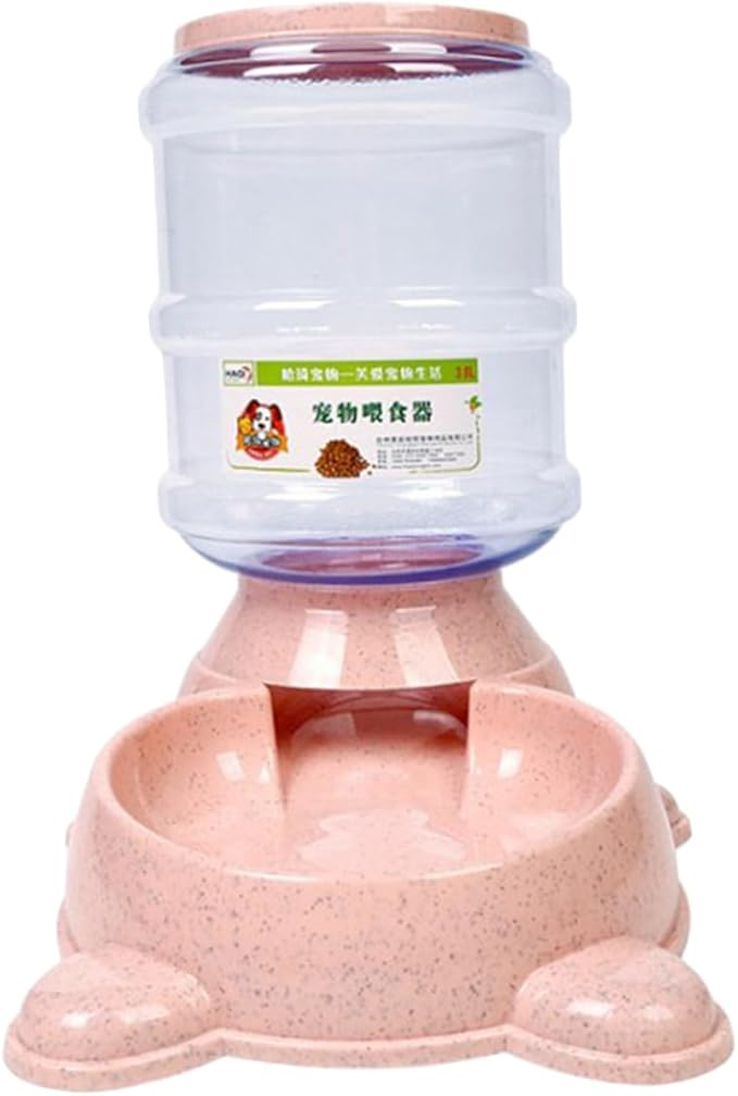 VANZACK 1Pc Automatic Dog Feeder Food Dispenser Refillable Pet Food Holder Adorable Bear Shape for Easy Cleaning and Capacity Storage for Home and Shop Pink
