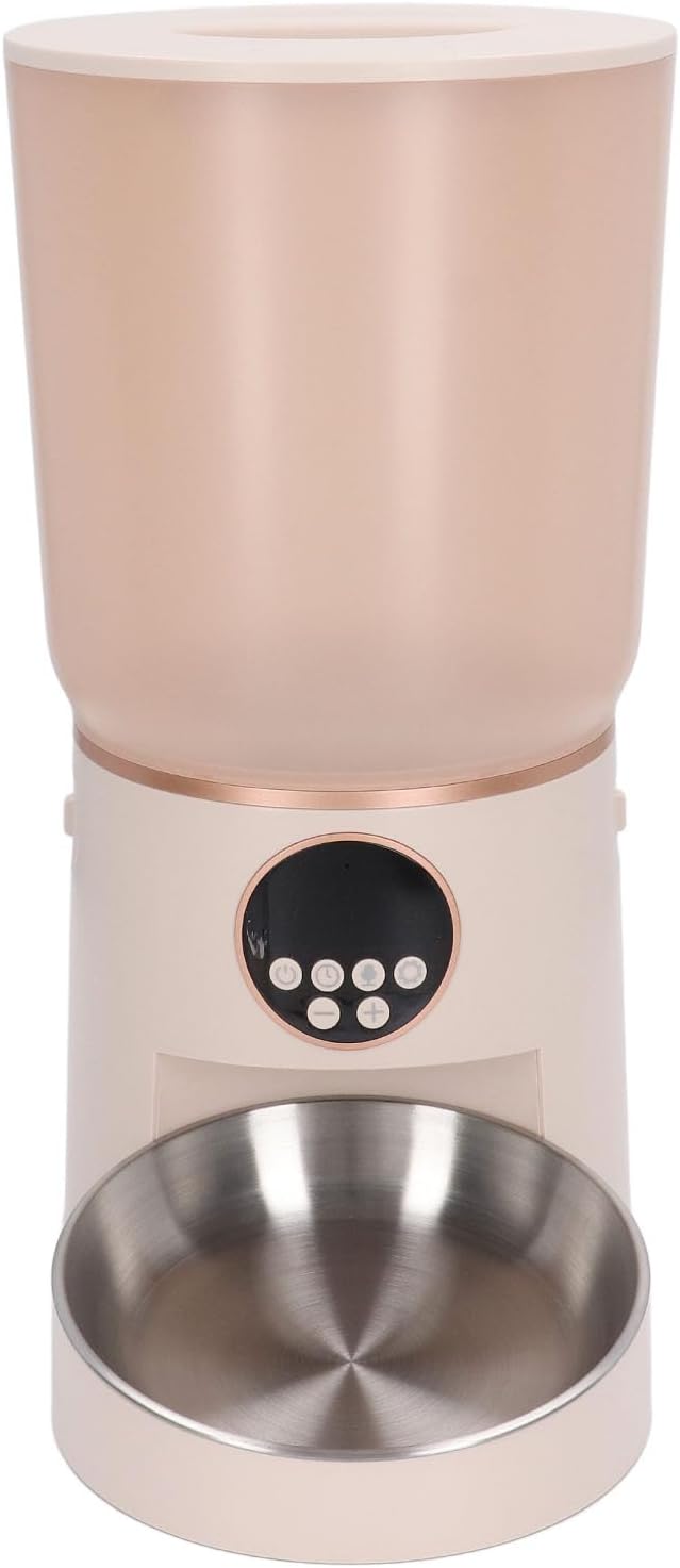 Automatic Cat Dog Feeder, 5L Capacity Automatic Pet Feeders Stylish Design with Timed Rationing & Recording, Support Dual Power for Cats Dogs (Button)